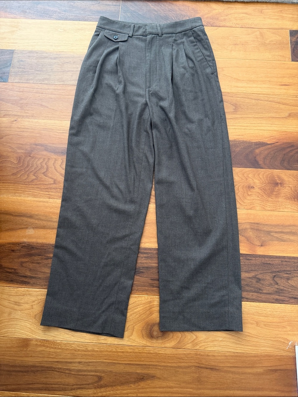 Zara Double Pleated Cropped Wide Leg Trousers in Brown - Picture 2 of 5